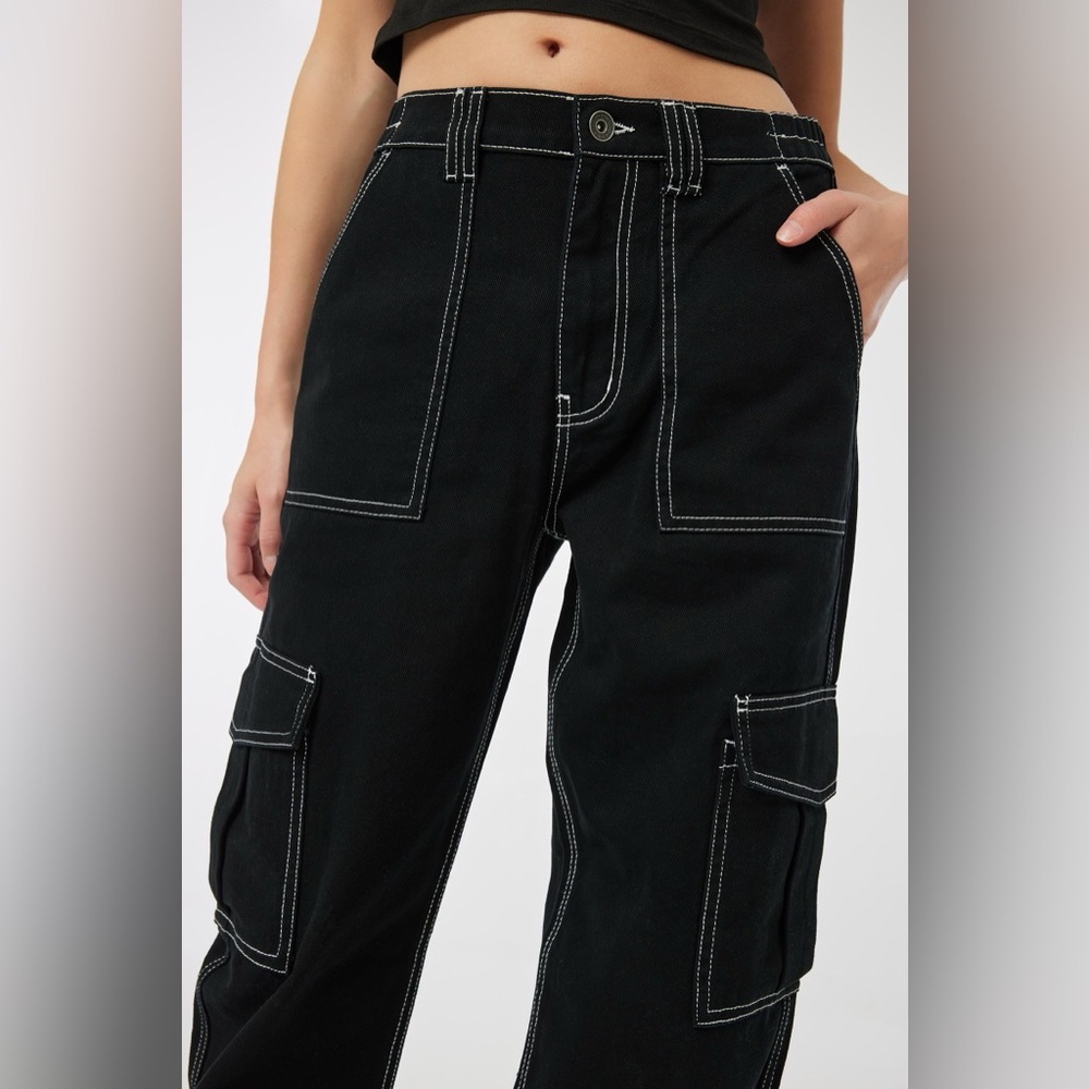 Ardene Cargo Utility Denim Wide Leg High Waist 90s Skater Jeans Size Small - Picture 5 of 14